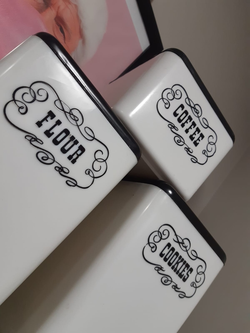 Rare 1960s Beacon Canister Set with Black Lids - Picture 3 of 4